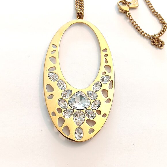 Swarovski Clear Crystal Gold Plated Oval Ariane Pendant Necklace - Picture 2 of 4